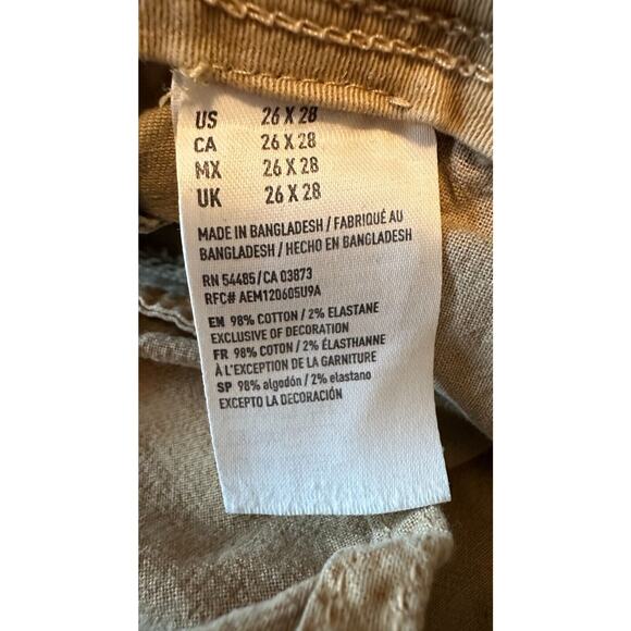 AMERICAN EAGLE Mens 26x28 Khaki Extreme Flex Slim Straight Jeans/Pants/Soft/Nice - Picture 6 of 8